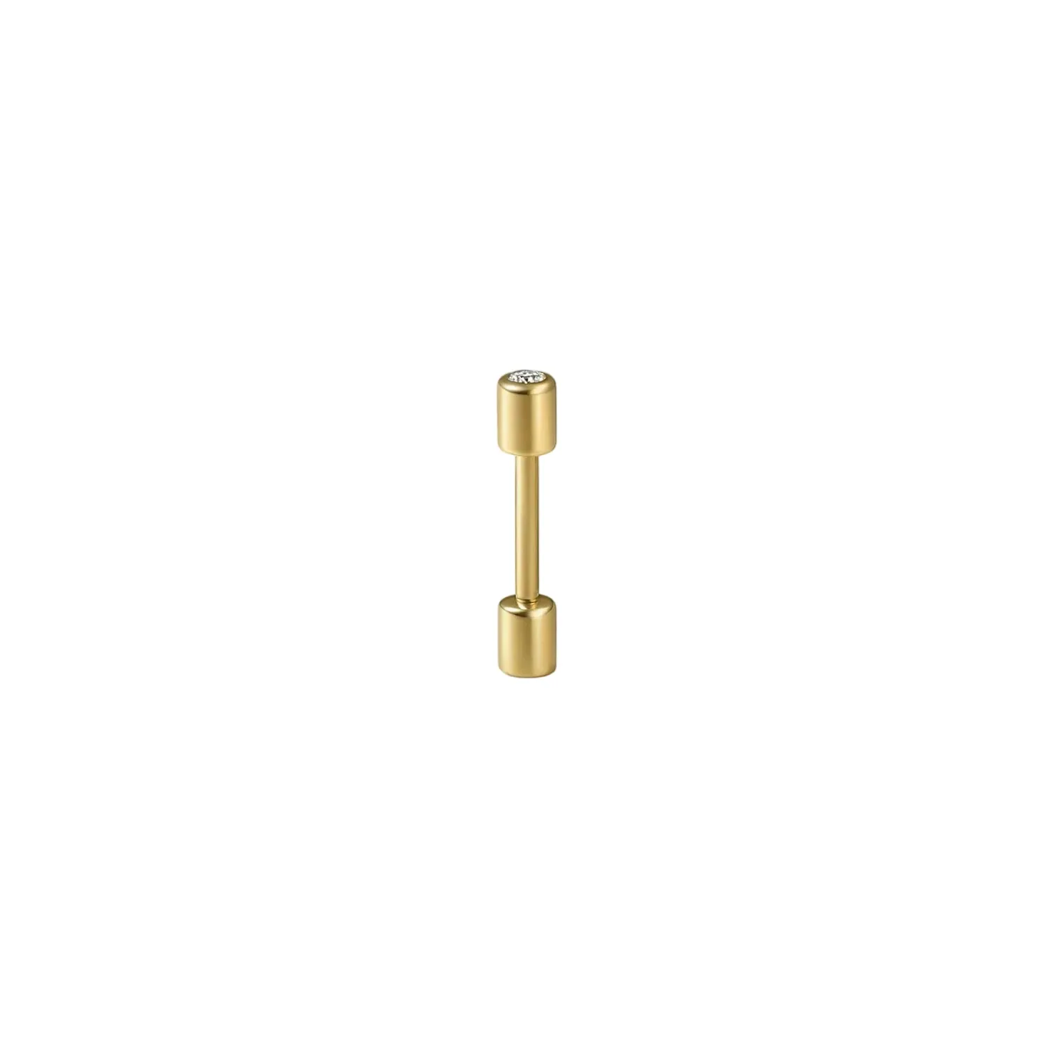 Yellow Gold and White Diamond 12mm Twist Pin Earring 01
