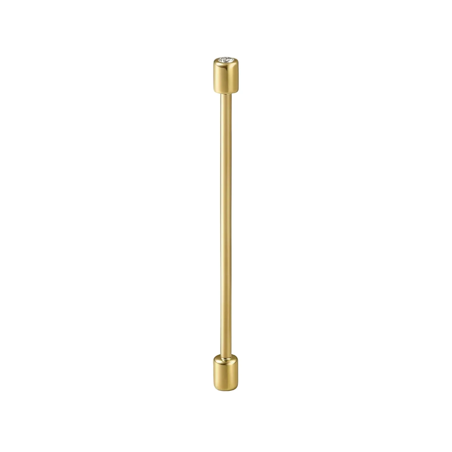 Yellow Gold and White Diamond 32mm Twist Pin Earring 03