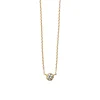 Yellow Gold and White Diamond Single Stone Necklace 02
